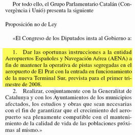 Proposición no de Ley presentada por CiU en el Congreso de los Diputados